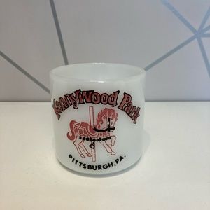Vintage Milk Glass Kennywood Park, Pittsburgh Pa Carousel Mug by Federal Glass